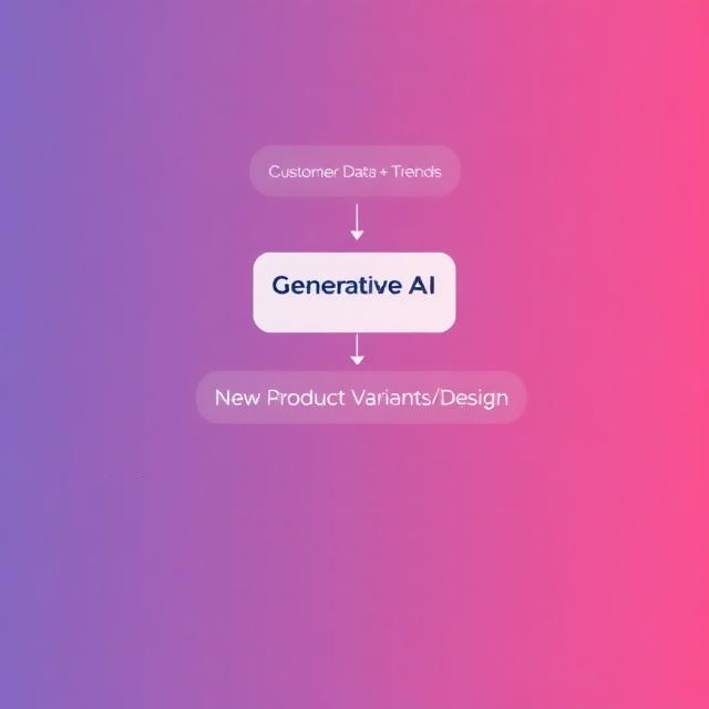 Generatív termékfejlesztés folyamata a vevői adatok alapján. Az MI a vásárlói visszajelzésekből generál optimalizált termékdizájnokat