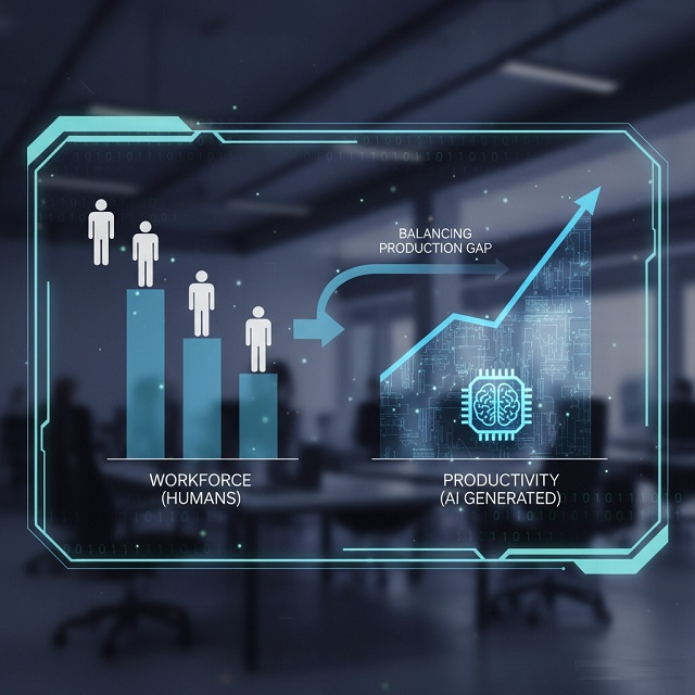 A Generatív AI termelékenységi növekedésének illusztrálása a munkaerőhiány kezelésére Az MI (Co-pilot) szerepe a gazdasági teljesítmény fenntartásában az elöregedő társadalmakban