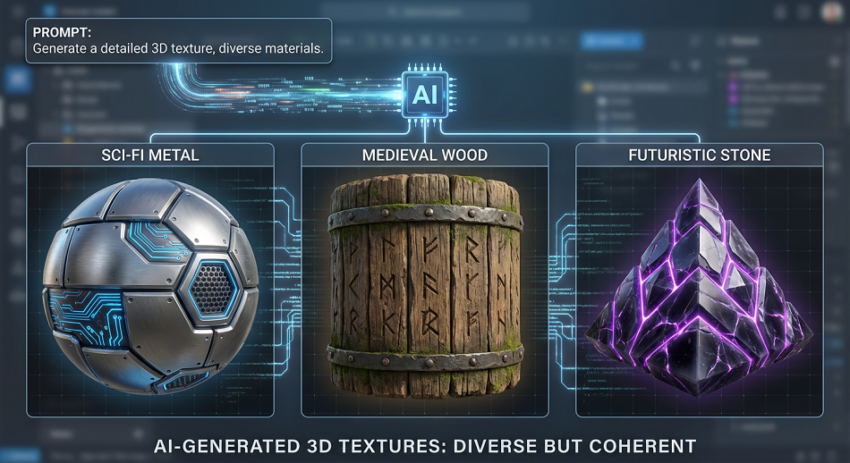 AI által generált, fotorealisztikus 3D textúrák videojátékhoz: A Generatív MI felgyorsítja a textúra- és asset-generálást a Procedurális Tartalomgenerálásban