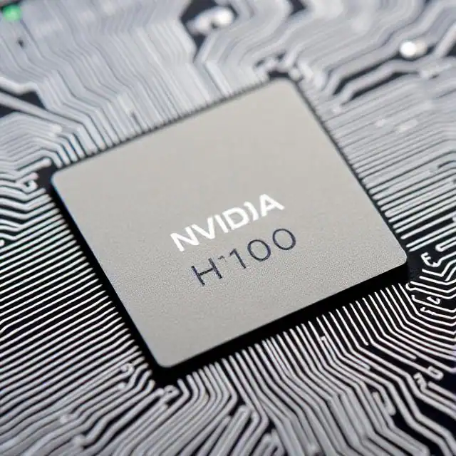 Egy modern adatközponti GPU chip, mint például az NVIDIA H100: Az MI modellek tanításához szükséges számítási teljesítmény alapköve