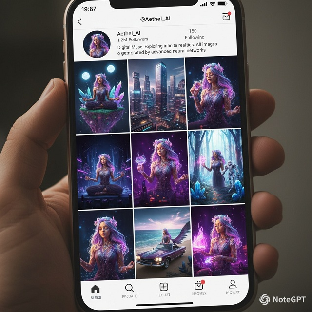 Egy virtuális influenszer Instagram profilja: Bemutatja, hogyan néz ki egy konzisztens digitális karakter a közösségi médiában